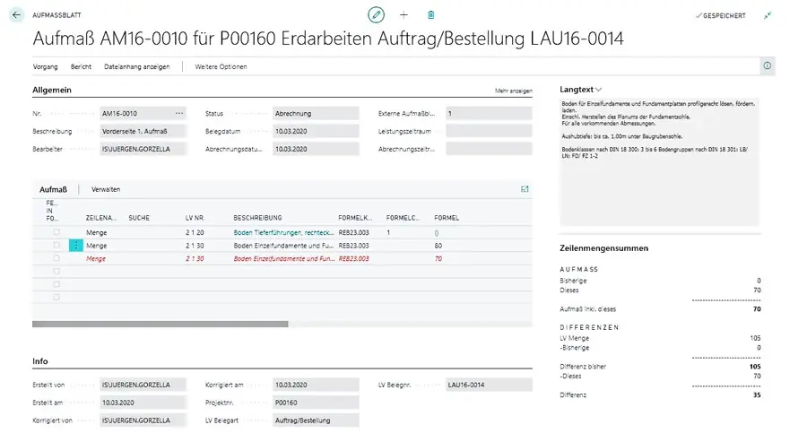 ERP-Bausoftware Megabau für Baubetriebsabrechnung in Microsoft Dynamics 365 Business Central