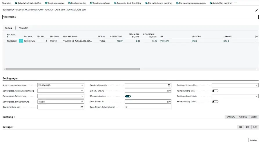 ERP-Bausoftware Megabau Baubuchhaltung in Microsoft Dynamics 365 Business Central