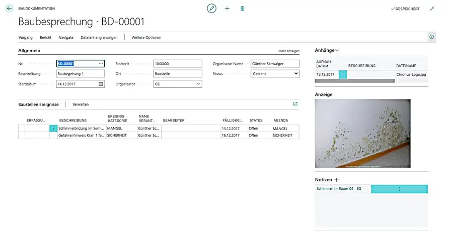 ERP-Bausoftware Megabau Baudokumentation in Microsoft Dynamics 365 Business Central