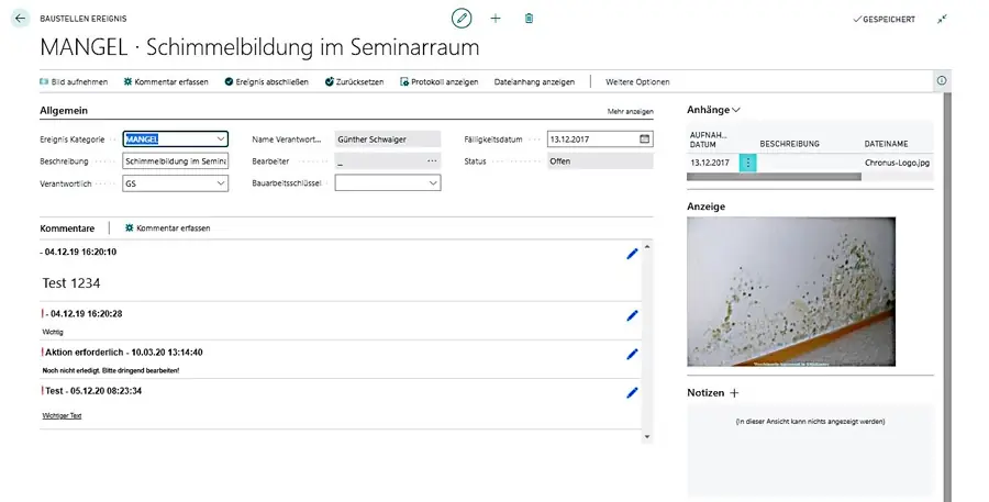 ERP-Bausoftware Megabau Baudokumentation in Microsoft Dynamics 365 Business Central