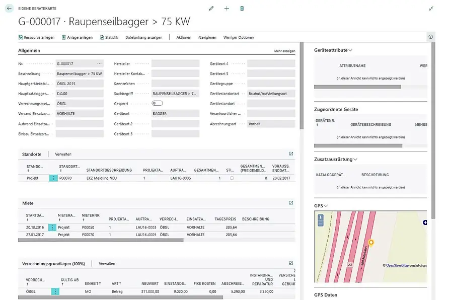 ERP-Bausoftware Megabau Inventarmanagement in Microsoft Dynamics 365 Business Central