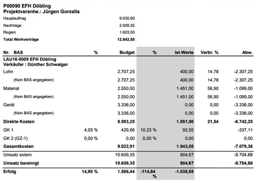 ERP-Bausoftware Megabau Regieabwicklung in Microsoft Dynamics 365 Business Central