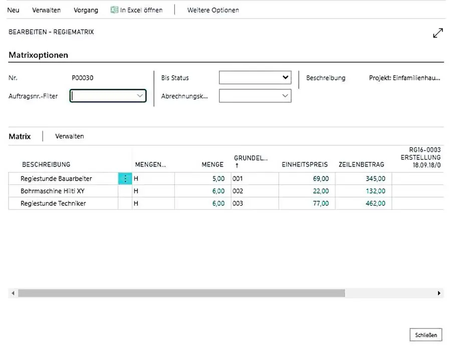 ERP-Bausoftware Megabau Regieabwicklung für die Baubranche in Microsoft Dynamics 365 Business Centra