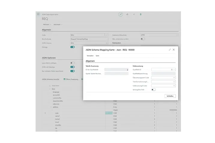 Content Apps Connect JSON Datei Export Karte
