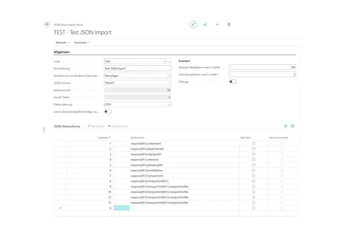 Content Apps Connect JSON Datei Import Karte