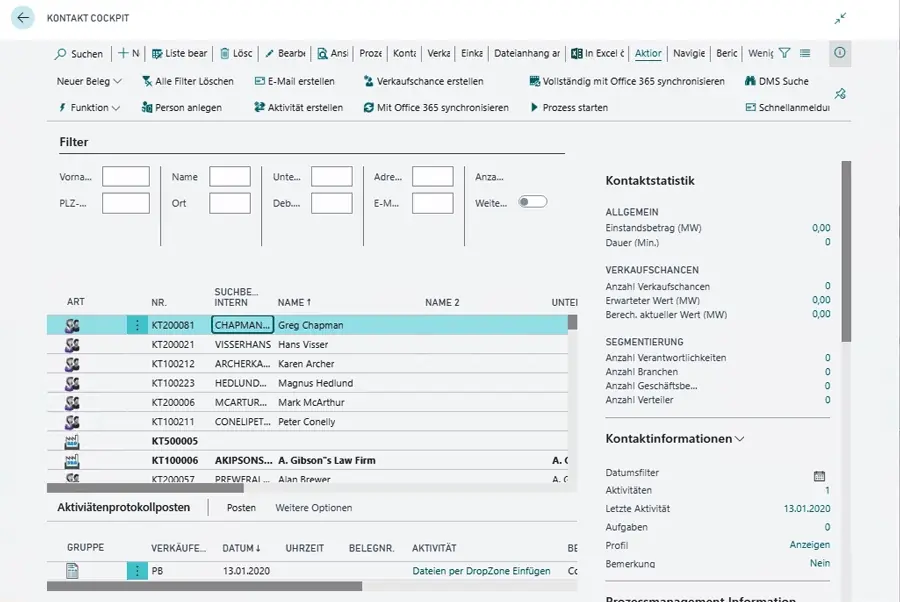 ERP Software Industrie Handel unitop Kontaktkockpit