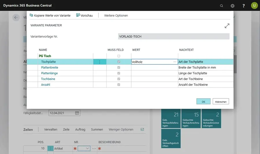 ERP Software Industrie Handel unitop Variantengenerator