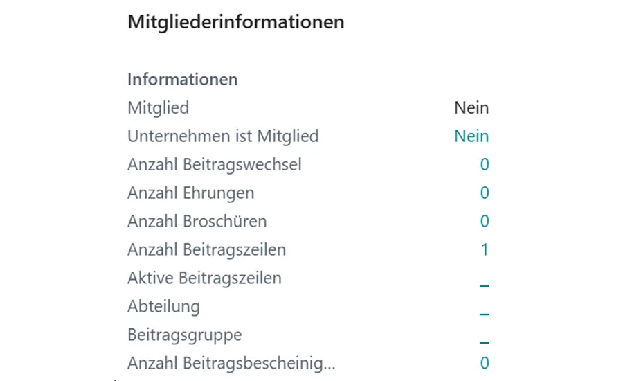 Screenshot der Mitgliedschaftseinstellungen in unitop mit Angaben zum Vertriebskanal und zur Schweiz