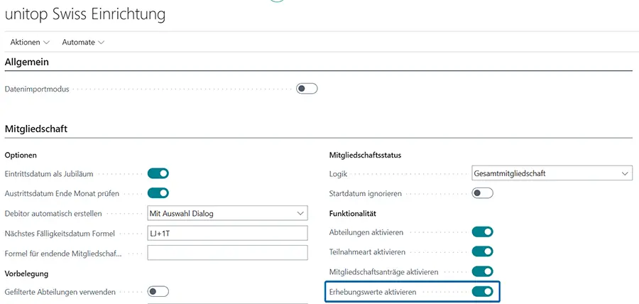 Aktivierung der Erstellung von Erstrechnungen
