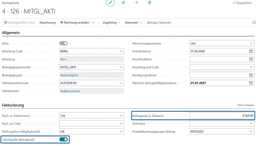 Beitragskarte mit individuellem Beitragssatz