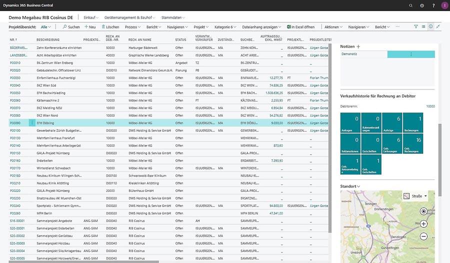 Bausoftware Megabau Angebot und Auftrag in Microsoft Dynamics 365 Business Central für das Bauhaupt- und Nebengewerbe