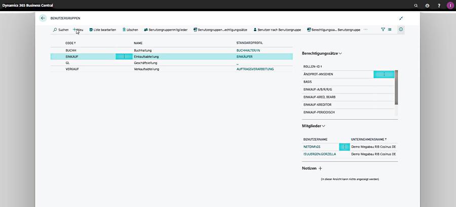 Microsoft Dynamics NAV Benutzergruppen verwalten