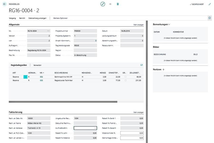 Bausoftware Megabau Regieabwicklung in Microsoft Dynamics NAV für die Baubranche und die Gebäudetechnik