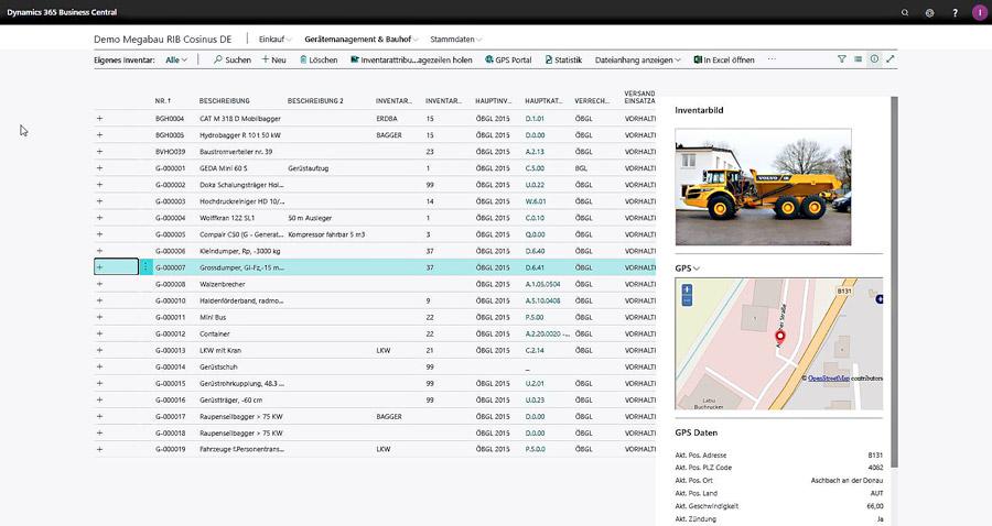 Inventarmanagement für Bausoftware Megabau in Microsoft Dynamics 365 Business Central für die Baubranche und die Gebäudetechnik