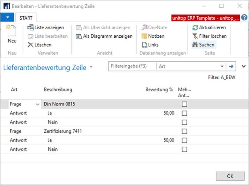 ERP Software Microsoft Dynamics NAV Modul Lieferantenbewertung Bild 2