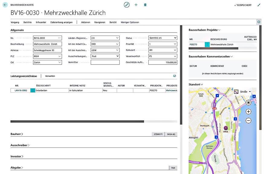 Bausoftware Megabau Offertenbuch in Microsoft Dynamics 365 Business Central für das Bauhaupt- und Baunebengewerbe