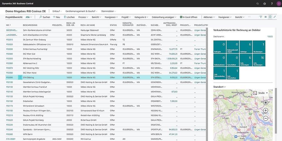 Bausoftware Megabau Offerte und Auftrag in Microsoft Dynamics 365 Business Central für das Bauhaupt- und Nebengewerbe