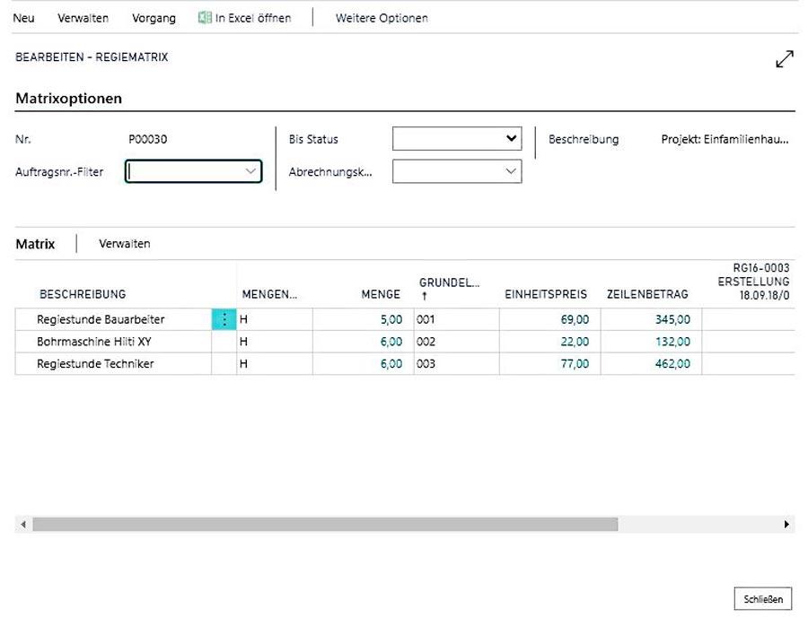 Regieabwicklung für Bausoftware Megabau in Microsoft Dynamics NAV für die Baubranche und die Gebäudetechnik