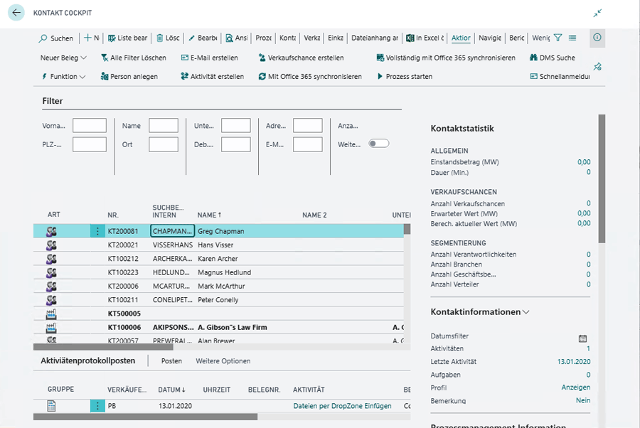 ERP Software Industrie unitop Kontaktkockpit