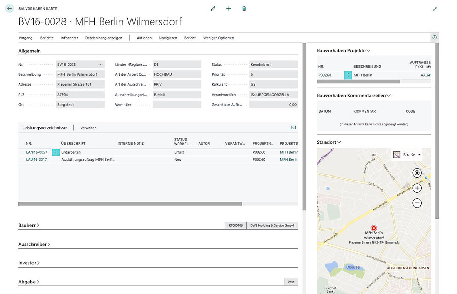 Bausoftware Megabau Angebotsbuch in Microsoft Dynamics 365 Business Central für das Bauhaupt- und Baunebengewerbe